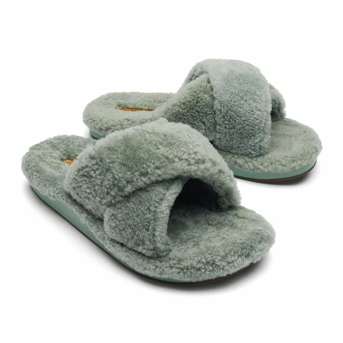 Slides Women Olukai Hila Heu Slide Slipper Sandals 8211 Muted Green