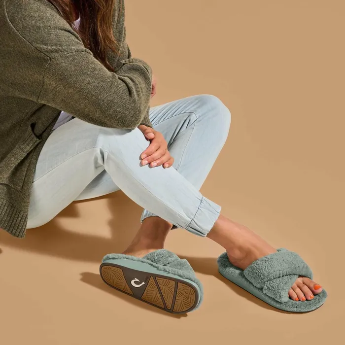 Slides Women Olukai Hila Heu Slide Slipper Sandals 8211 Muted Green