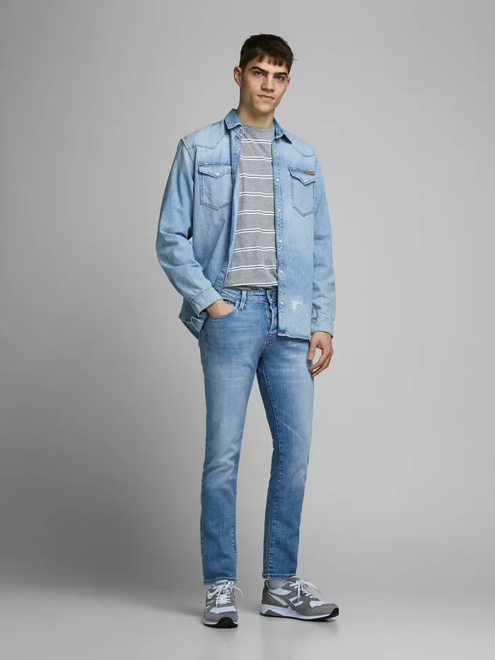 Slim and Straight Jeans JACK and JONES Mens TIM ICON AM 967 50SPS SLIMSTRAIGHT FIT JEANS Blue Blue Denim