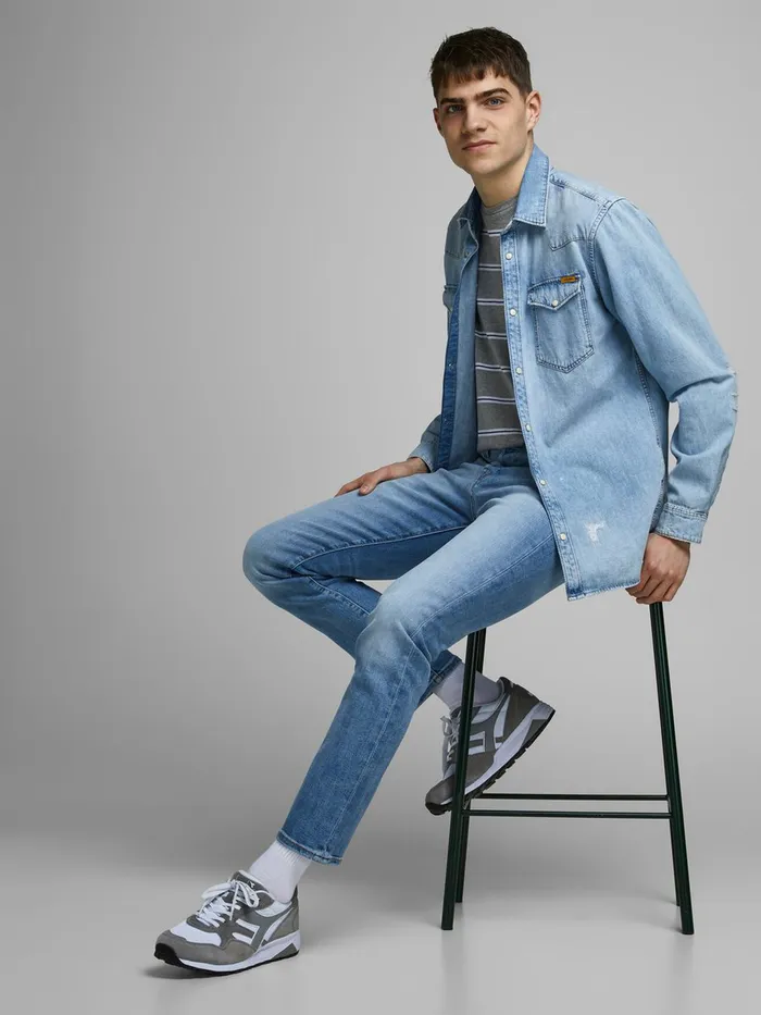 Slim and Straight Jeans JACK and JONES Mens TIM ICON AM 967 50SPS SLIMSTRAIGHT FIT JEANS Blue Blue Denim