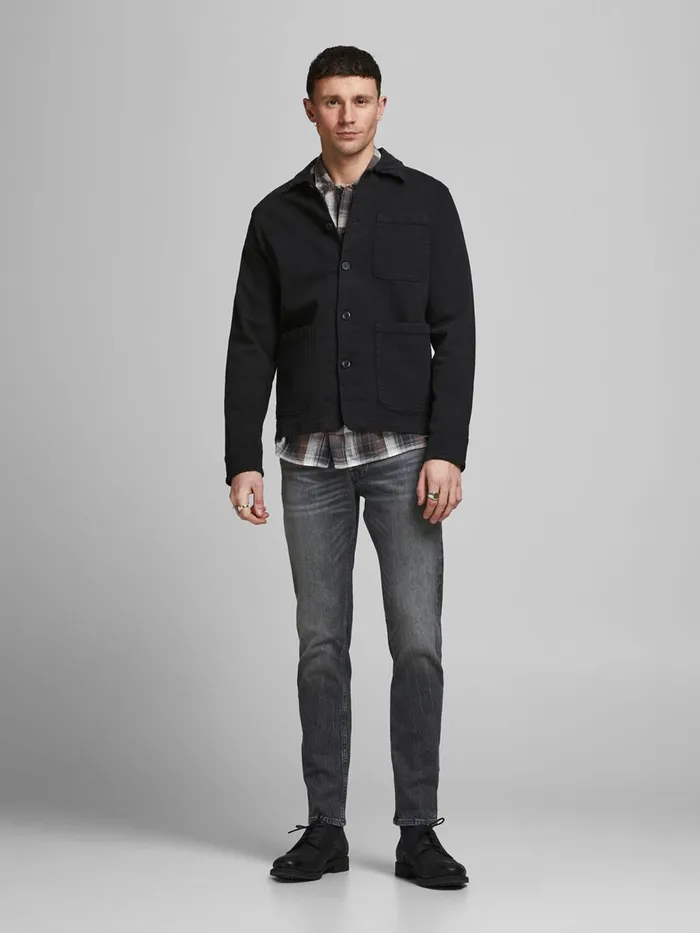 Slim and Straight Jeans JACK and JONES Mens TIM ORIGINAL CJ 515 SLIMSTRAIGHT FIT JEANS Grey Black Denim