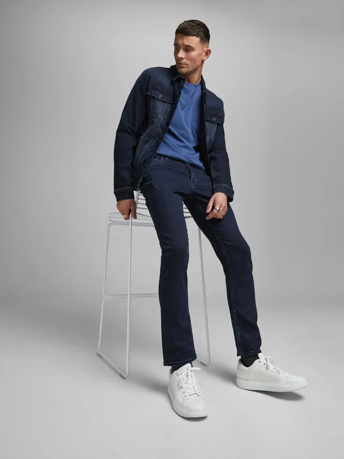 Slim and Straight Jeans JACK and JONES Mens TIM VINTAGE AM 603 SLIMSTRAIGHT FIT JEANS Blue Blue Denim