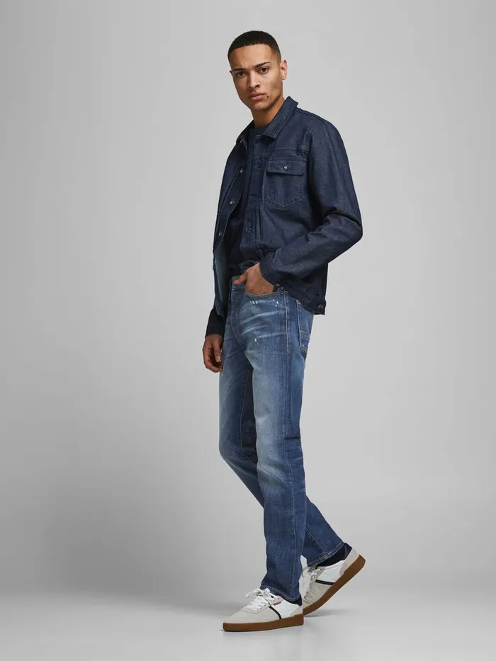 Slim and Straight Jeans JACK and JONES Mens TIM VINTAGE JOS 731 SLIMSTRAIGHT FIT JEANS Blue Blue Denim
