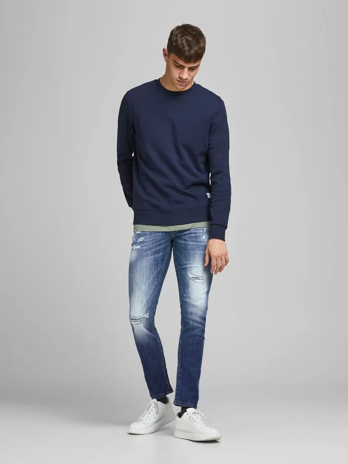 Slim Jeans JACK and JONES Mens GLENN FOX GE 740 SLIM FIT JEANS Blue Blue Denim