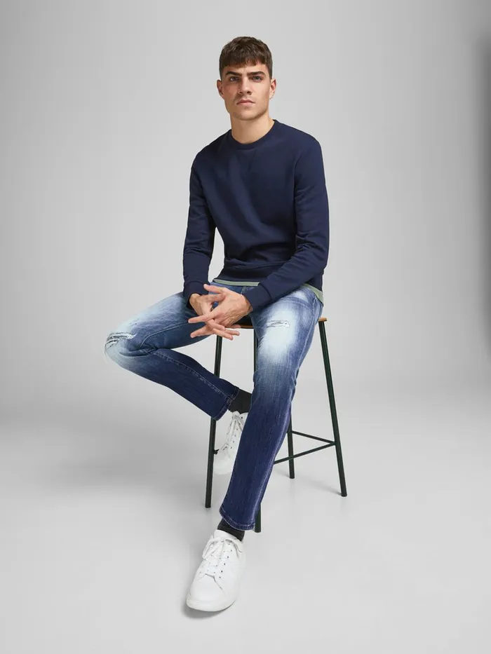 Slim Jeans JACK and JONES Mens GLENN FOX GE 740 SLIM FIT JEANS Blue Blue Denim