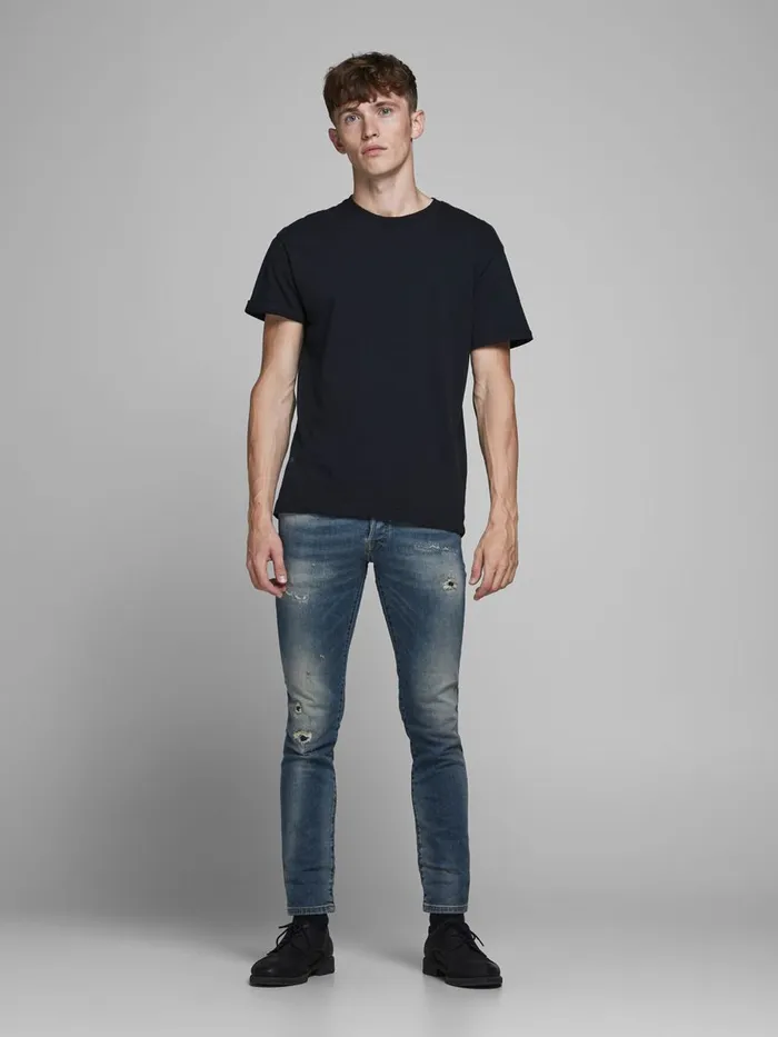 Slim Jeans JACK and JONES Mens GLENN ROCK BL 935 INDIGO KNIT SLIM FIT JEANS Blue Blue Denim