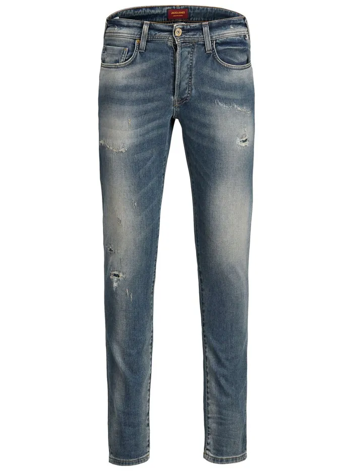 Slim Jeans JACK and JONES Mens GLENN ROCK BL 935 INDIGO KNIT SLIM FIT JEANS Blue Blue Denim