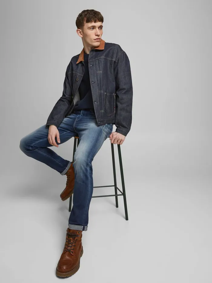 Slim Jeans JACK and JONES Mens GLENN ROYAL R252 RDD SLIM FIT JEANS Blue Blue Denim