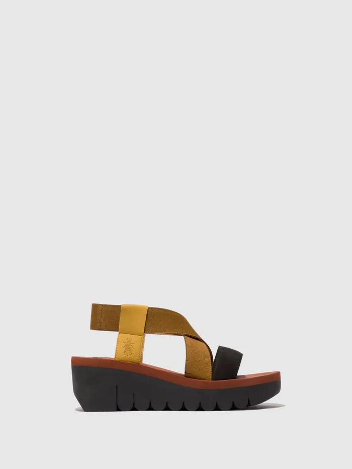 SlingBack Sandals YABI922FLY BUMBLEBEECAMELBLACK Women Fly London Sandals