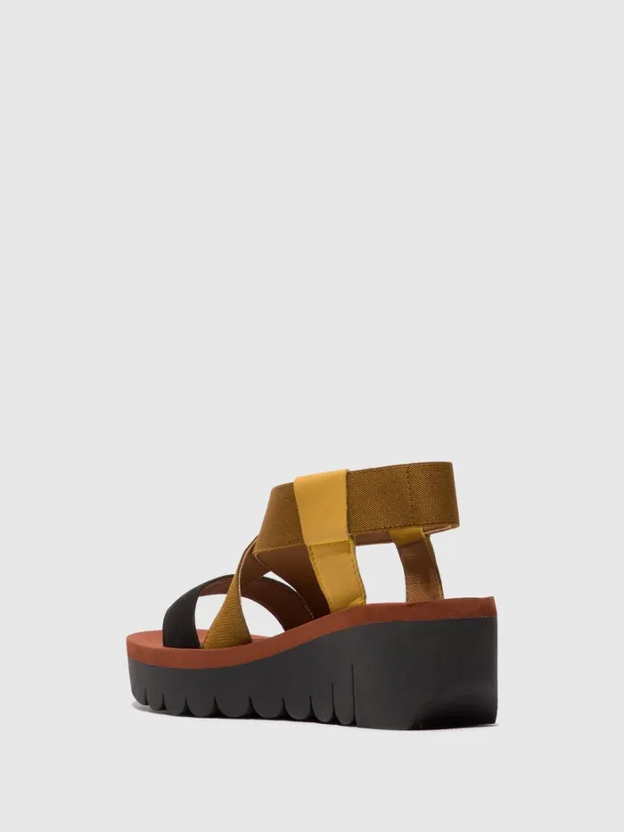 SlingBack Sandals YABI922FLY BUMBLEBEECAMELBLACK Women Fly London Sandals