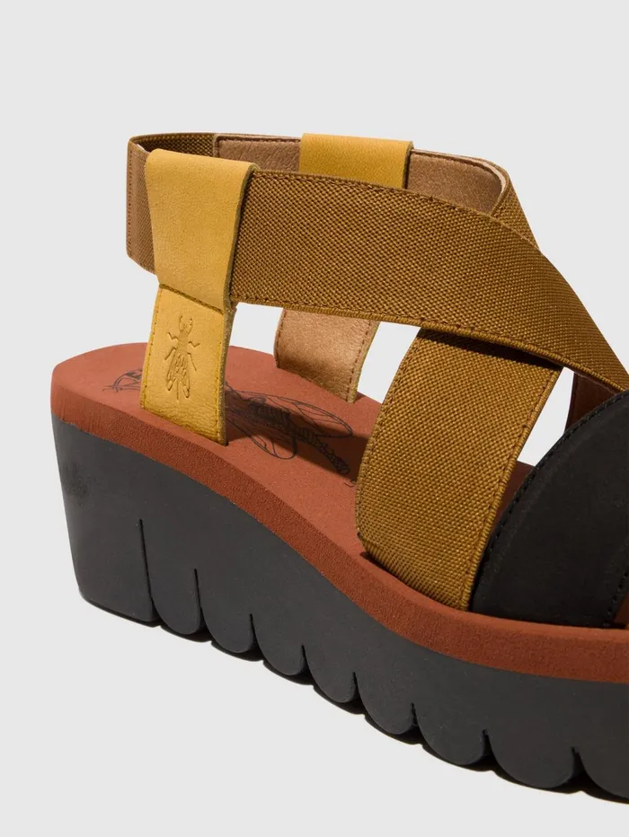 SlingBack Sandals YABI922FLY BUMBLEBEECAMELBLACK Women Fly London Sandals