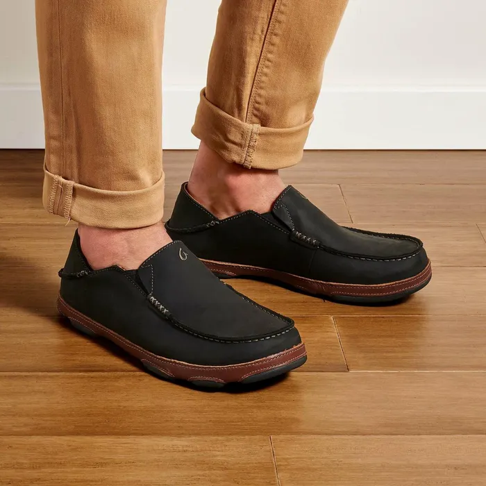 SlipOn Men Olukai Molo Leather Slip On Shoes 8211 Black Toffee