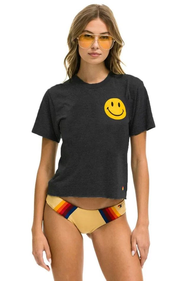 Smiley 2 Boyfriend Tee 8211 Charcoal Women Aviator Nation Tees