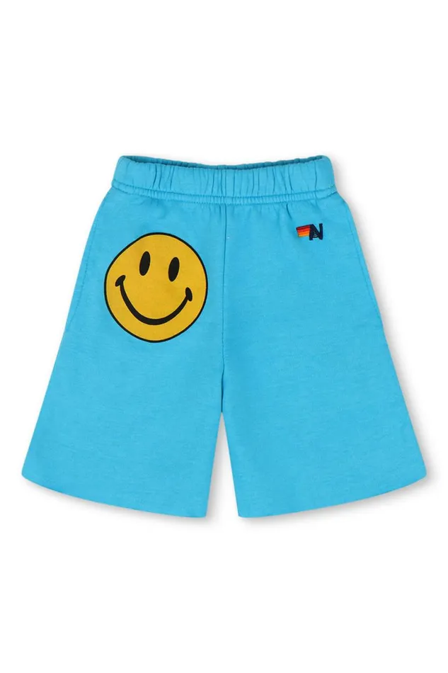 Smiley Sweatshorts 8211 Neon Blue Kids Aviator Nation Shorts