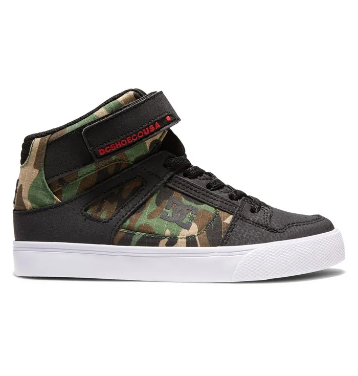 Sneakers Kids DC Shoes Pure High Elastic Waist Lace HighTop Shoes black camo