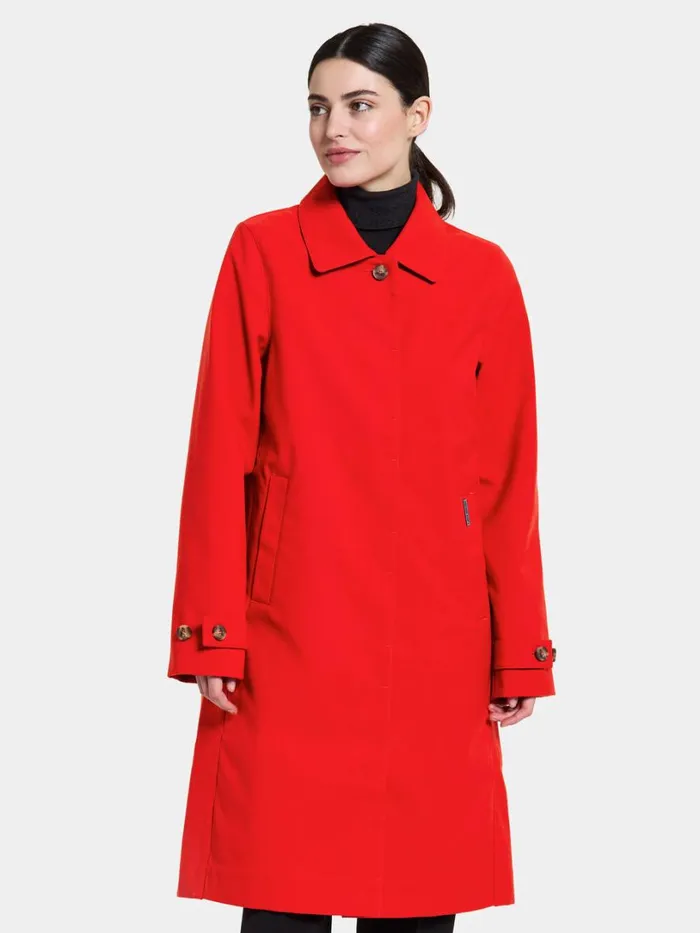 Solveig Coat Chili Red Women Didriksons Trenchcoats