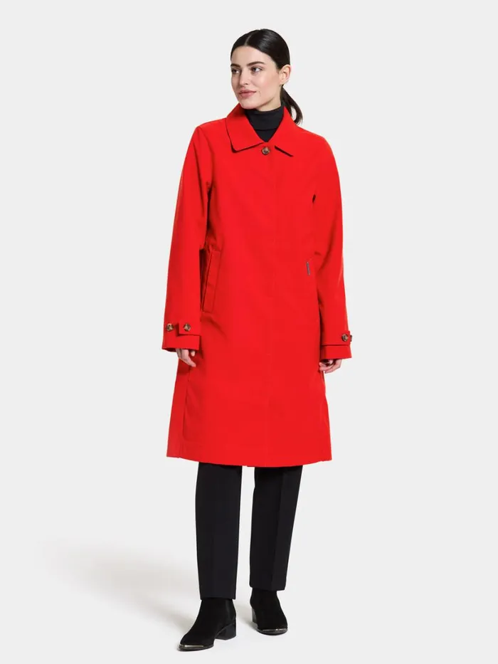 Solveig Coat Chili Red Women Didriksons Trenchcoats