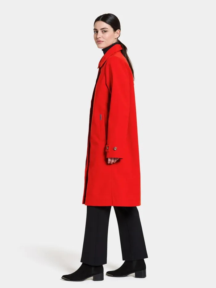 Solveig Coat Chili Red Women Didriksons Trenchcoats