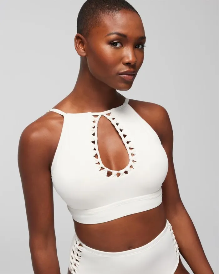 Soma Bleu Rod Pulling Strings Knot Crop Top Coconut Water Women Swim