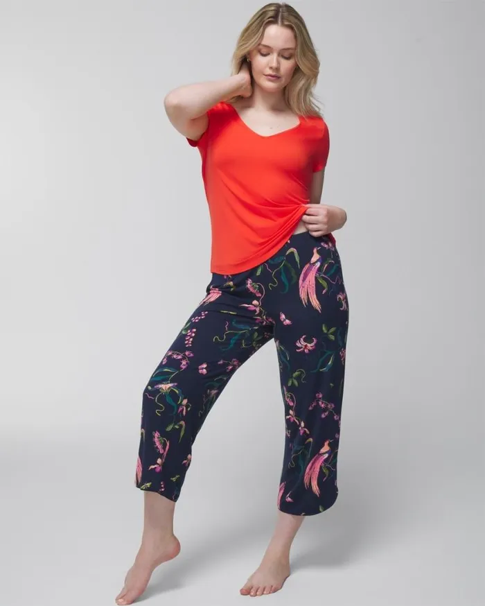 Soma Cool Nights Cropped Pajama Pants Merry Dot G Navyivory Women Matching Sets and Separates Soma Cool Nights Cropped Pajama Pants Merry Dot G Navyivory Women Matching Sets and Separates