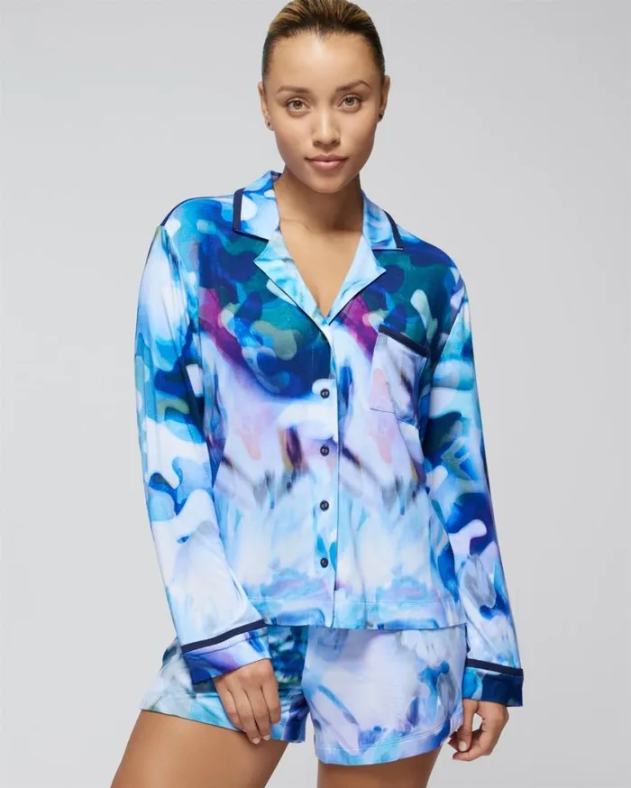 Soma Cool Nights LongSleeve Notch Collar Top Brighton Stripe Champs Women Matching Sets and Separates Soma Cool Nights LongSleeve Notch Collar Top Brighton Stripe Champs Women Matching Sets and Separates