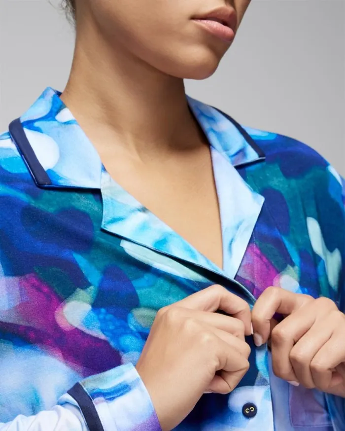 Soma Cool Nights LongSleeve Notch Collar Top Brighton Stripe Champs Women Matching Sets and Separates