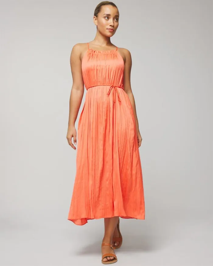 Soma Crinkle Satin Pleated Tie Midi Bra Dress Making Waves Women Midi Dresses Soma Crinkle Satin Pleated Tie Midi Bra Dress Making Waves Women Midi Dresses