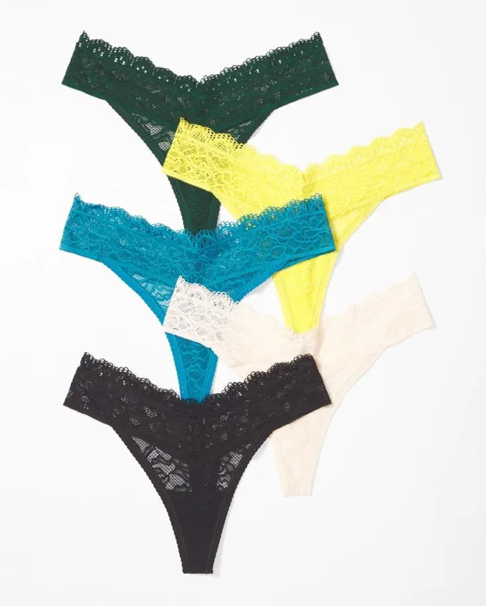 Soma Embraceable Enchanting AllOver Lace Thong 5 Pack Wild Lavender Multipack Women Panties