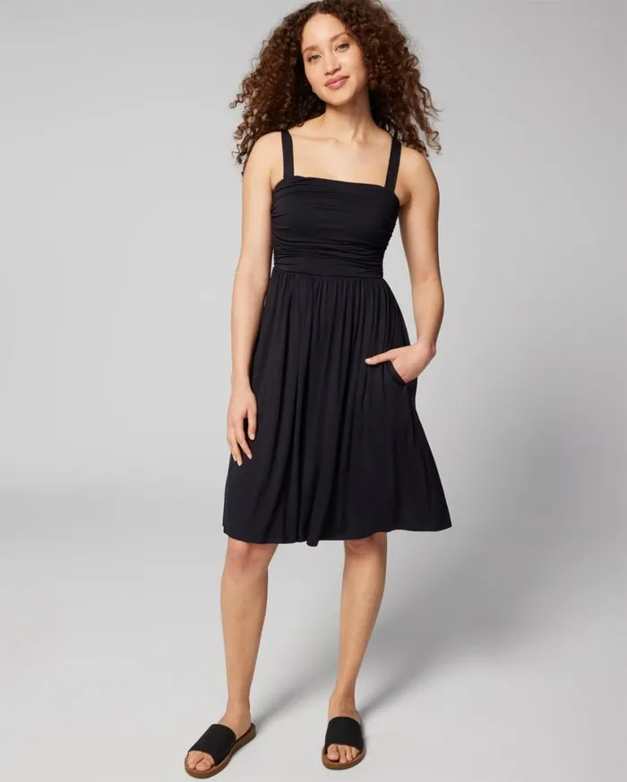 Soma Soft Jersey Rouched Short Bra Dress Black Women Short Dresses