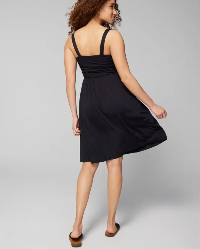 Soma Soft Jersey Rouched Short Bra Dress Black Women Short Dresses
