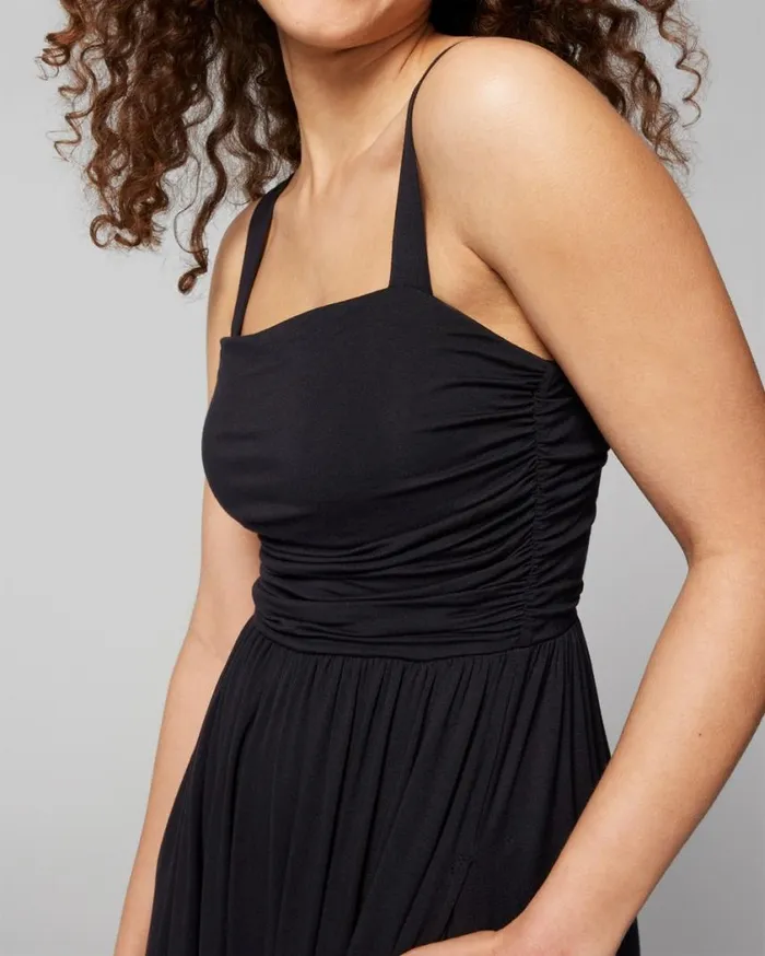 Soma Soft Jersey Rouched Short Bra Dress Black Women Short Dresses