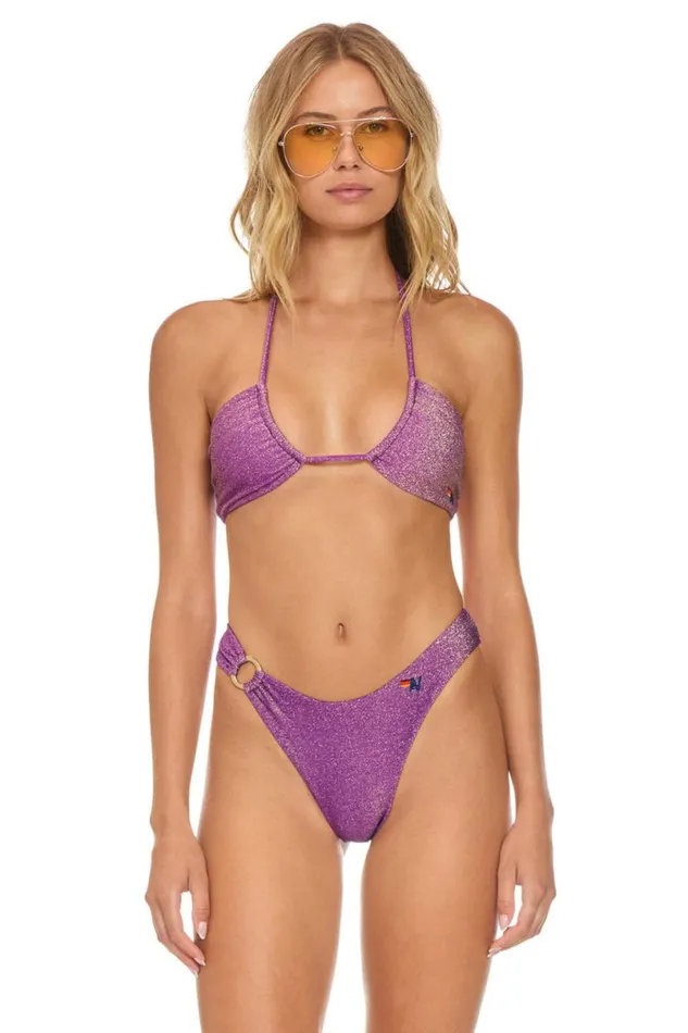 Sparkle Gypsy Ring HiCut Full Coverage Bikini Bottoms 8211 Grape Women Aviator Nation Swim Bottoms Sparkle Gypsy Ring HiCut Full Coverage Bikini Bottoms 8211 Grape Women Aviator Nation Swim Bottoms