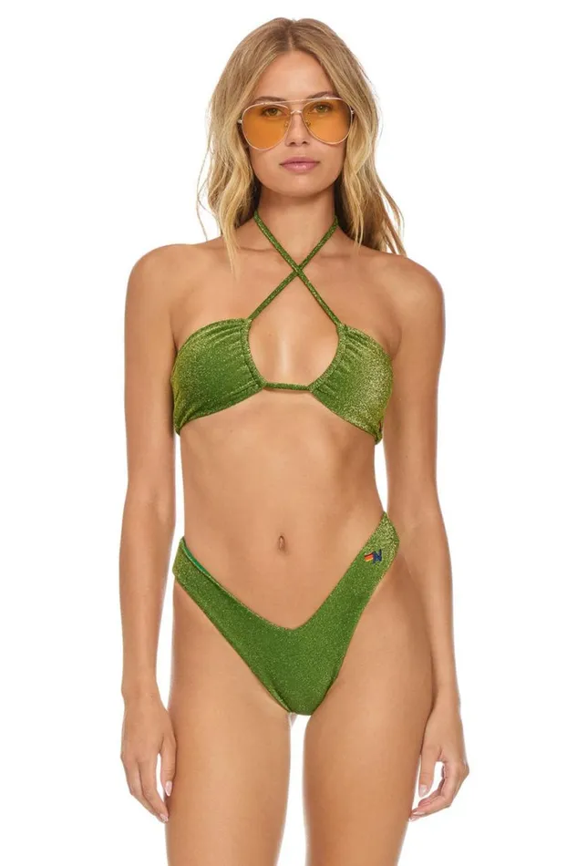 Sparkle St Tropez Scrunch Cheeky Bikini Bottoms 8211 Army Women Aviator Nation Swim Bottoms Sparkle St Tropez Scrunch Cheeky Bikini Bottoms 8211 Army Women Aviator Nation Swim Bottoms