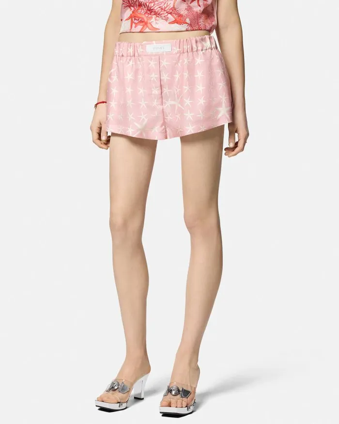 Stella Marina Silk Boxer Shorts White Women Versace Pants and Shorts