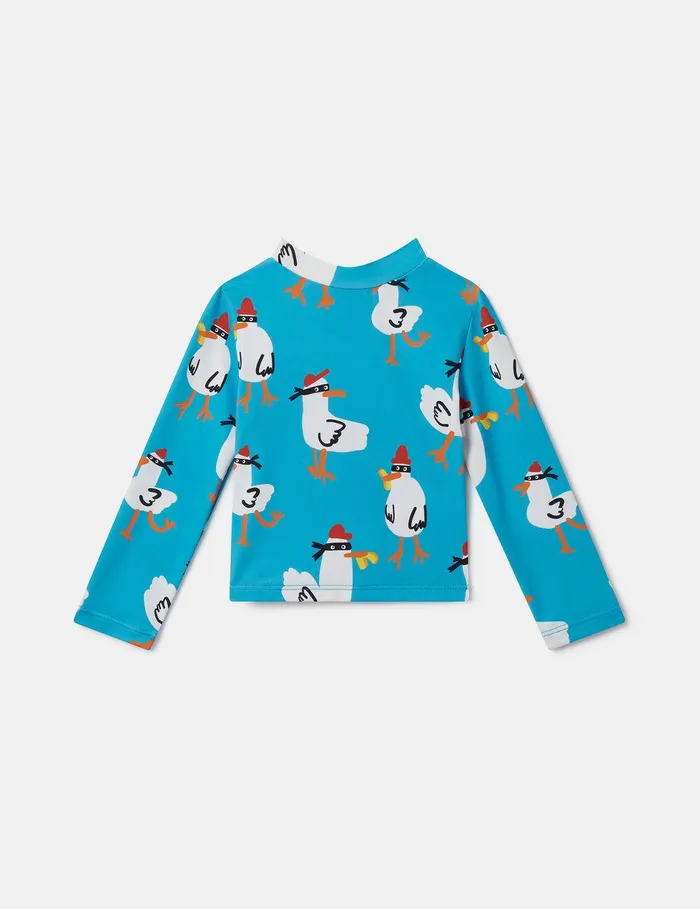 Stella McCartney Baby Boys Kids Seagull Bandit Rash Top Turquoise
