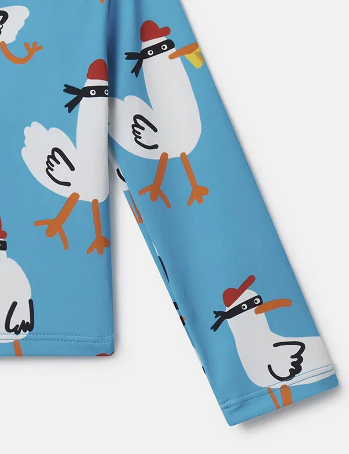 Stella McCartney Baby Boys Kids Seagull Bandit Rash Top Turquoise Stella McCartney Baby Boys Kids Seagull Bandit Rash Top Turquoise