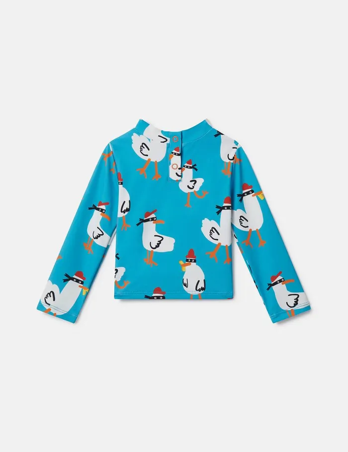 Stella McCartney Baby Boys Kids Seagull Bandit Rash Top Turquoise Stella McCartney Baby Boys Kids Seagull Bandit Rash Top Turquoise