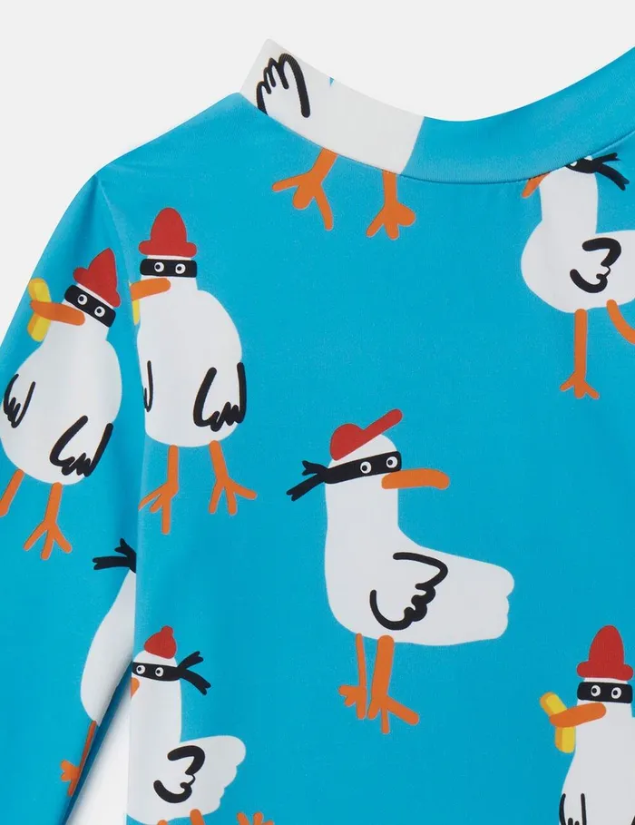 Stella McCartney Baby Boys Kids Seagull Bandit Rash Top Turquoise Stella McCartney Baby Boys Kids Seagull Bandit Rash Top Turquoise