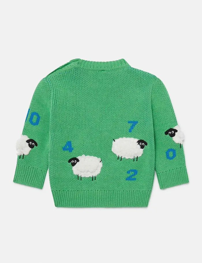 Stella McCartney Baby Boys Kids Sheep Embroidered Sweater Green Stella McCartney Baby Boys Kids Sheep Embroidered Sweater Green