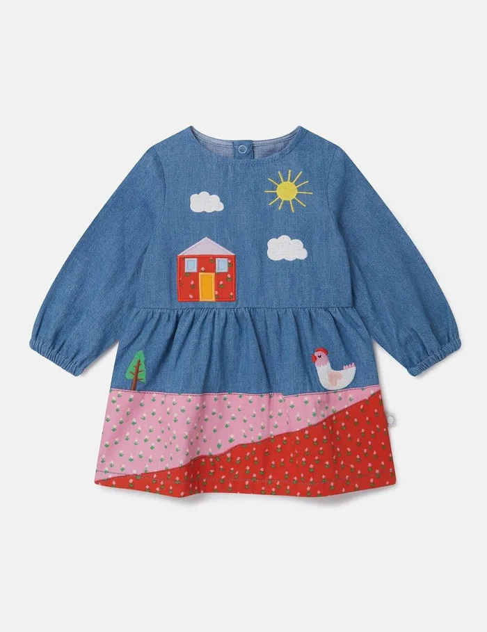 Stella McCartney Baby Girls Kids Farmyard Appliqu LongSleeve Dress Multicolour