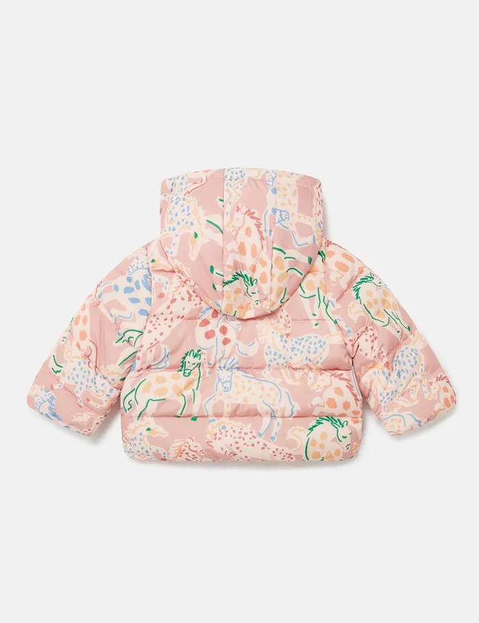 Stella McCartney Baby Girls Kids Horse Print Puffer Coat Peach Pink Stella McCartney Baby Girls Kids Horse Print Puffer Coat Peach Pink