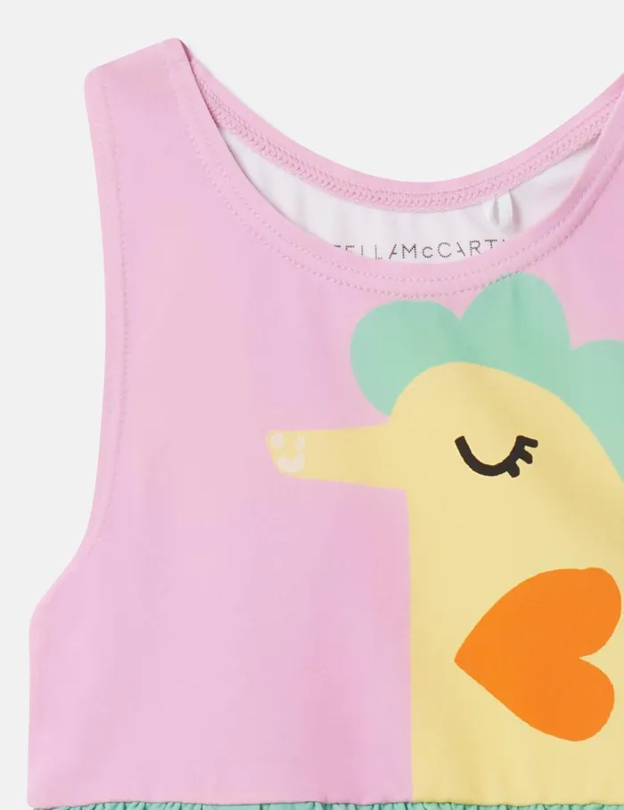 Stella McCartney Baby Girls Kids Seahorse Print Frill Swimsuit Pink