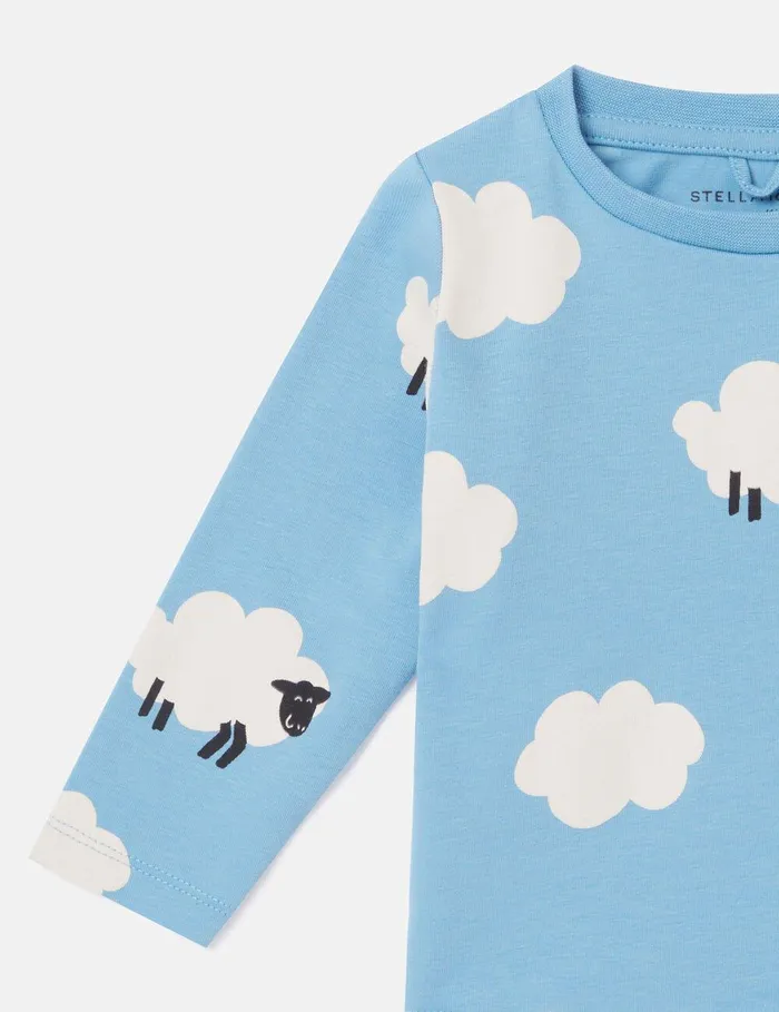 Stella McCartney Baby Girls Kids Sheep Pattern LongSleeve TShirt Blue And White Stella McCartney Baby Girls Kids Sheep Pattern LongSleeve TShirt Blue And White