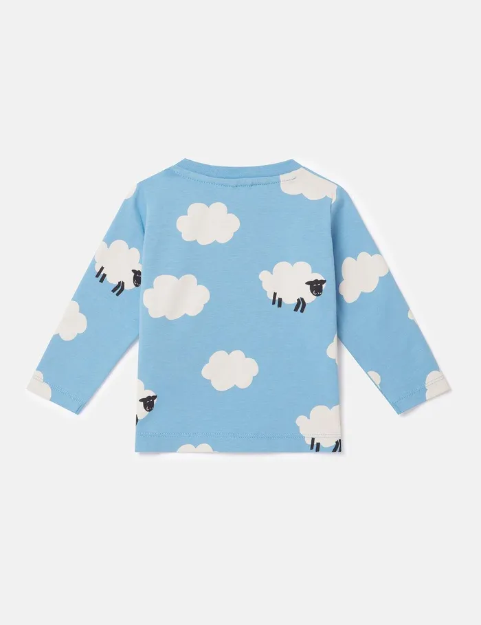 Stella McCartney Baby Girls Kids Sheep Pattern LongSleeve TShirt Blue And White Stella McCartney Baby Girls Kids Sheep Pattern LongSleeve TShirt Blue And White