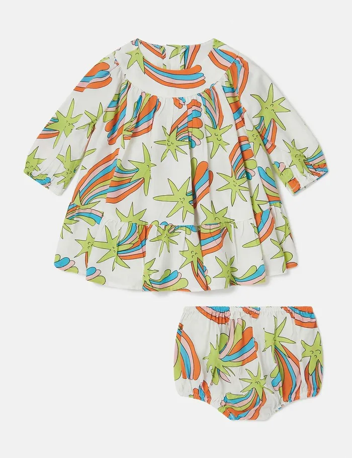 Stella McCartney Baby Girls Kids Shooting Stars Dress And Bloomers Set Ivory Multi Stella McCartney Baby Girls Kids Shooting Stars Dress And Bloomers Set Ivory Multi