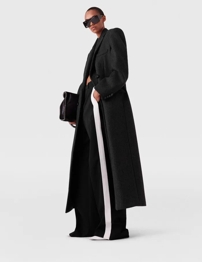 Stella McCartney Coats And Jackets Women DoubleBreasted Long Wool Coat Concrete Stella McCartney Coats And Jackets Women DoubleBreasted Long Wool Coat Concrete