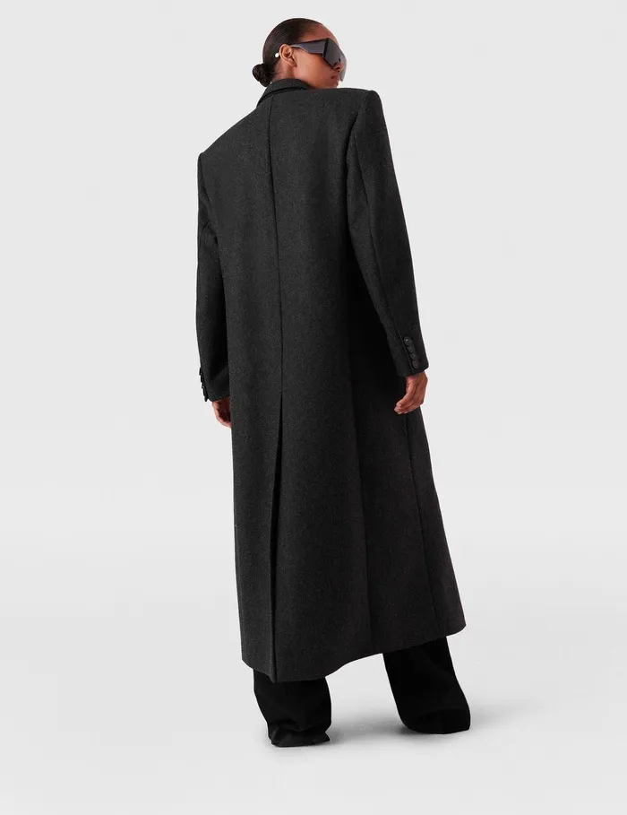 Stella McCartney Coats And Jackets Women DoubleBreasted Long Wool Coat Concrete Stella McCartney Coats And Jackets Women DoubleBreasted Long Wool Coat Concrete