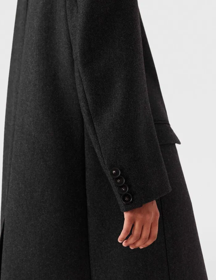 Stella McCartney Coats And Jackets Women DoubleBreasted Long Wool Coat Concrete Stella McCartney Coats And Jackets Women DoubleBreasted Long Wool Coat Concrete