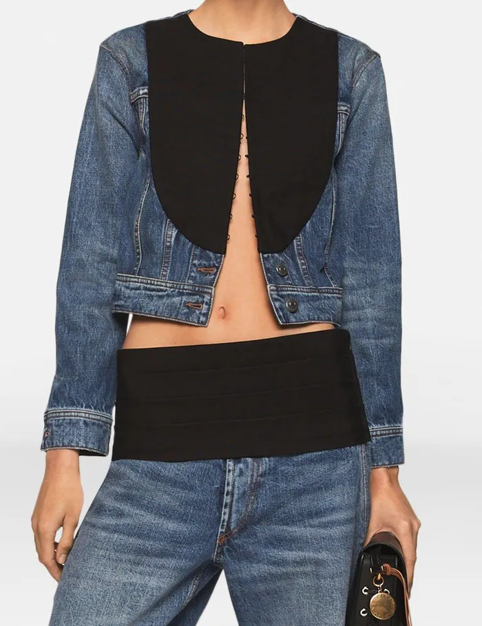 Stella McCartney Coats And Jackets Women TuxedoInspired Denim Jacket Vintage Wash Denim