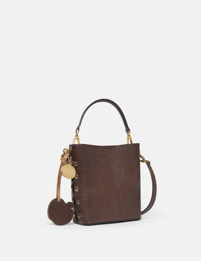Stella McCartney Crossbody Bags Women Frayme ScaleEmbossed Bucket Bag Chocolate Brown Stella McCartney Crossbody Bags Women Frayme ScaleEmbossed Bucket Bag Chocolate Brown